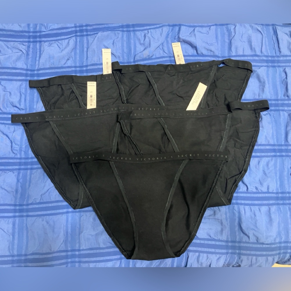 Lot of 5 panties VICTORIA’S SECRET Black String Bikini Panty Women’s Size S NWT